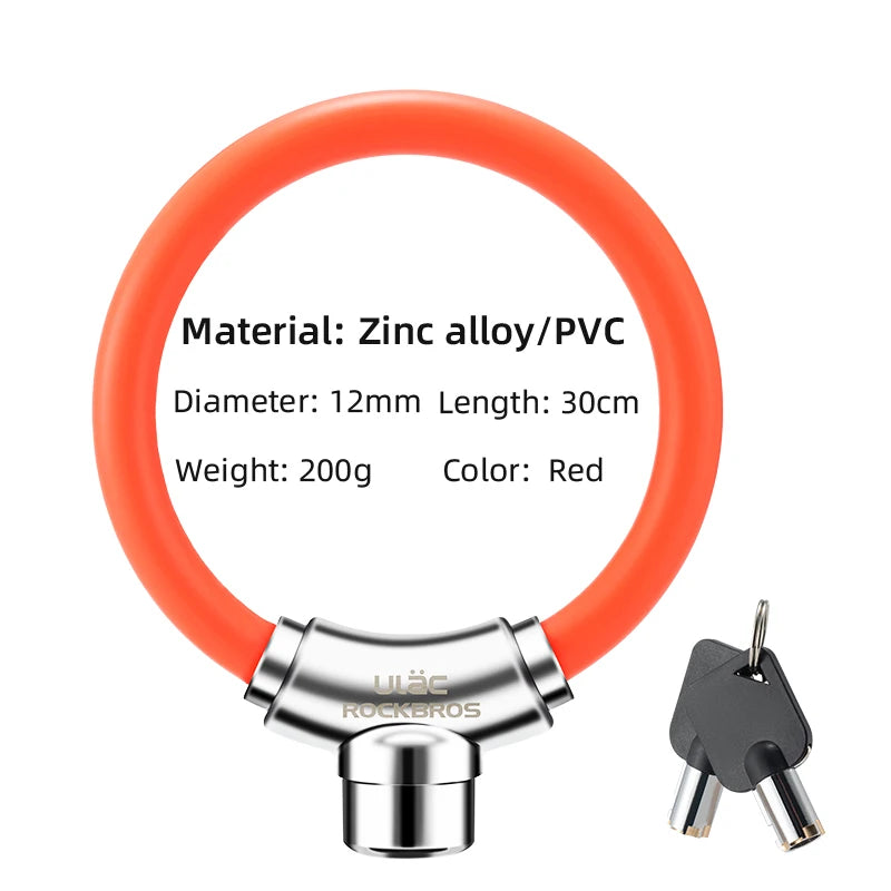 Rockbros Cable Lock With Keys For Bicycle Anti Theft