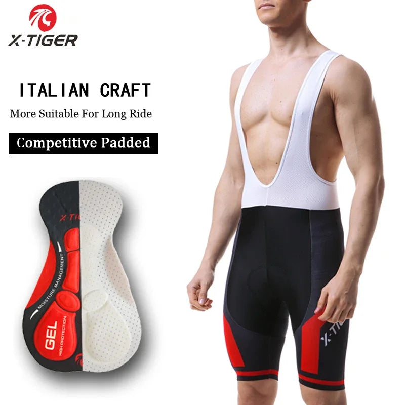 Xtiger Pro Cycling Bib Shorts With 5D Gel Pad Cushion Shockproof For MTB And Triathlon Performance