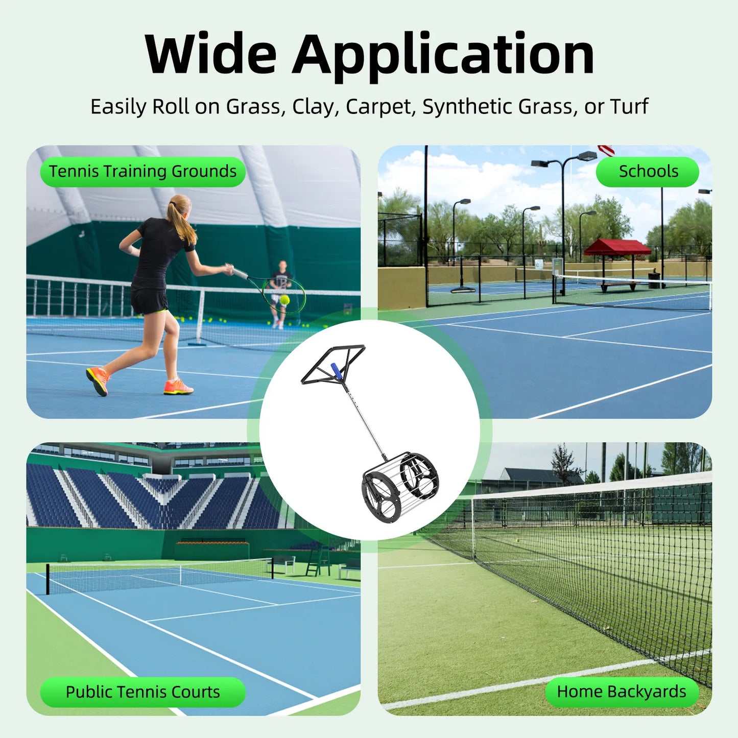 Tennis Ball Picker Basket 80 Ball Capacity Height Control