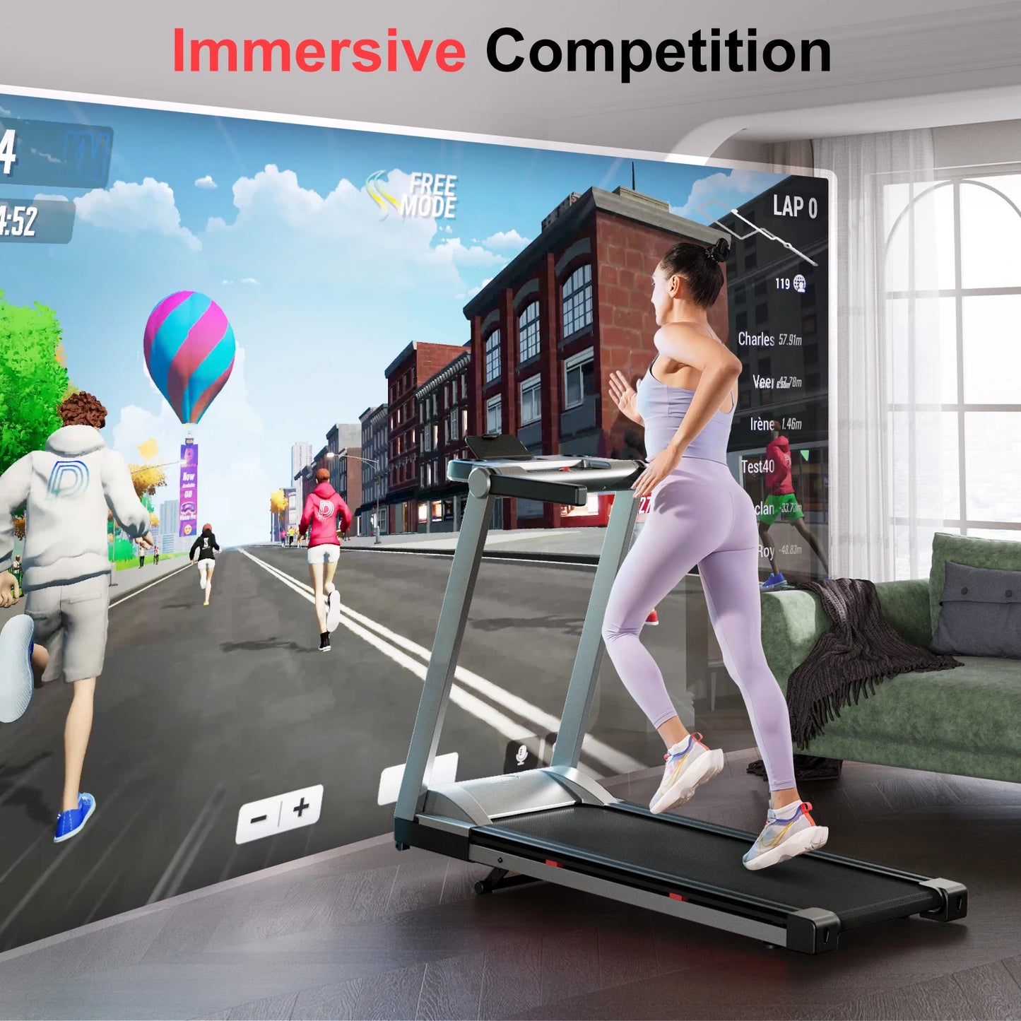 Foldable Incline Treadmill Walking Pad With Touch Screen
