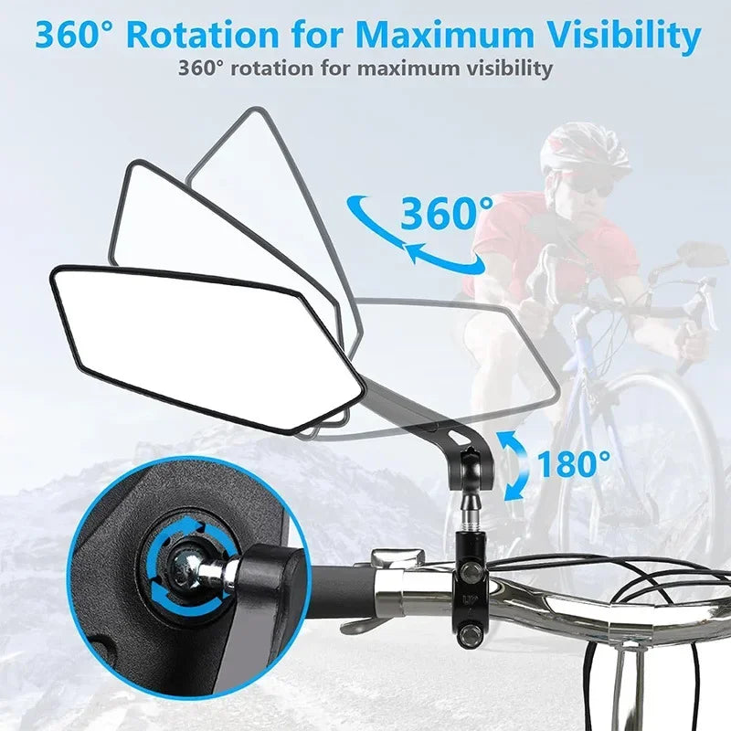 Bike Rear View Mirror Handlebar Reflector Adjustable Black