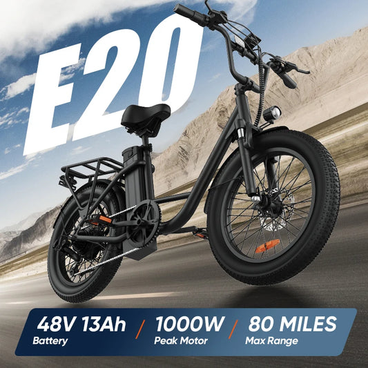 URLIFE 1000W E20 Fat Tire EBike With Removable Battery