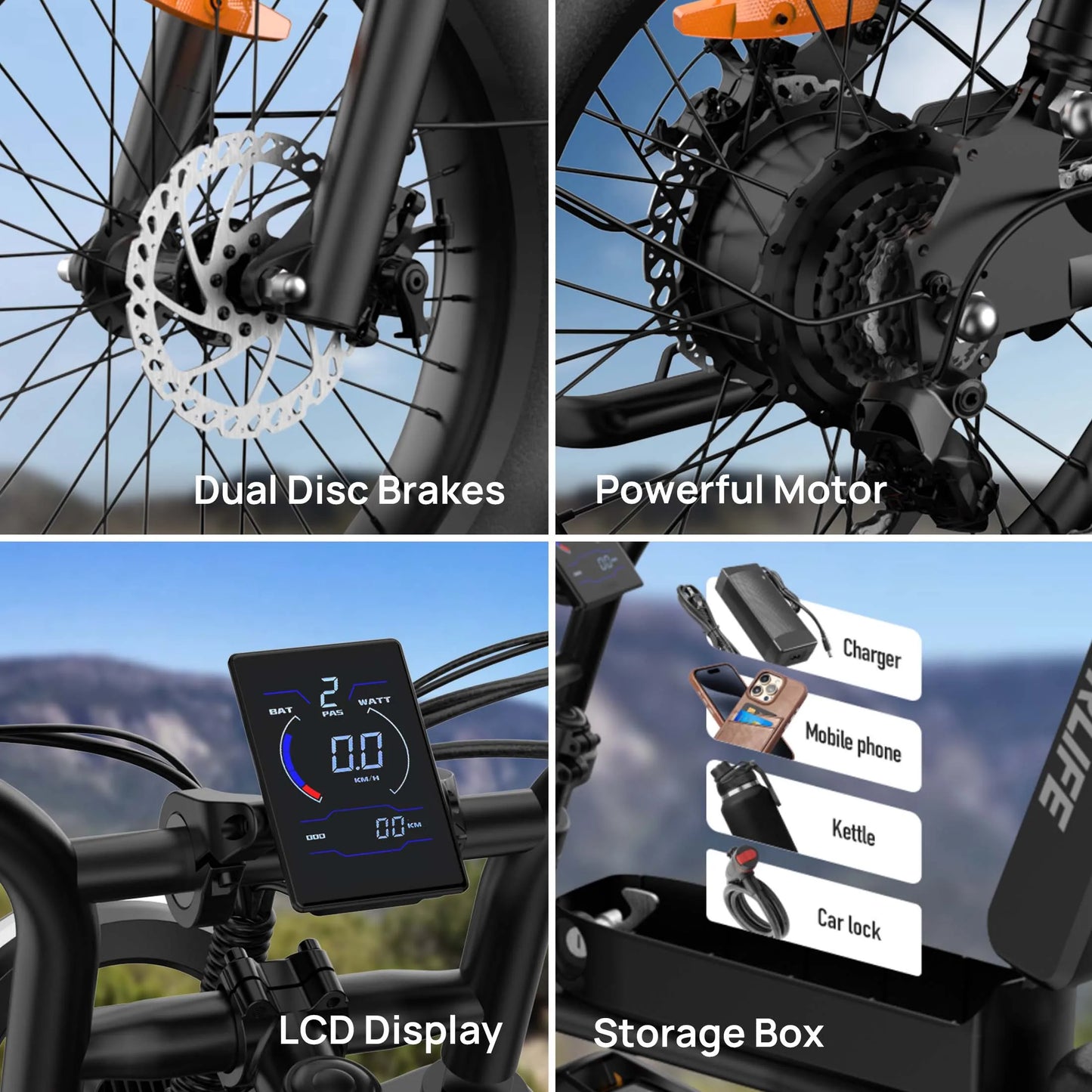 URLIFE Peak 1500W Electric Mountain Bike With 48V 15.6Ah Removable Battery 28MPH 100 Mile Range