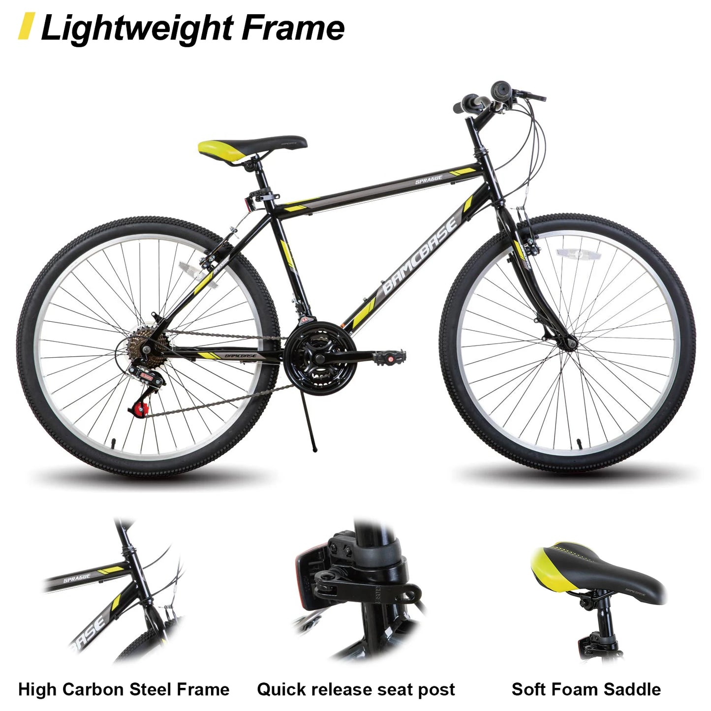 Joystar Hiland Mountain Bike For Adults Unisex 21 Speed High Carbon Steel Frame MTB