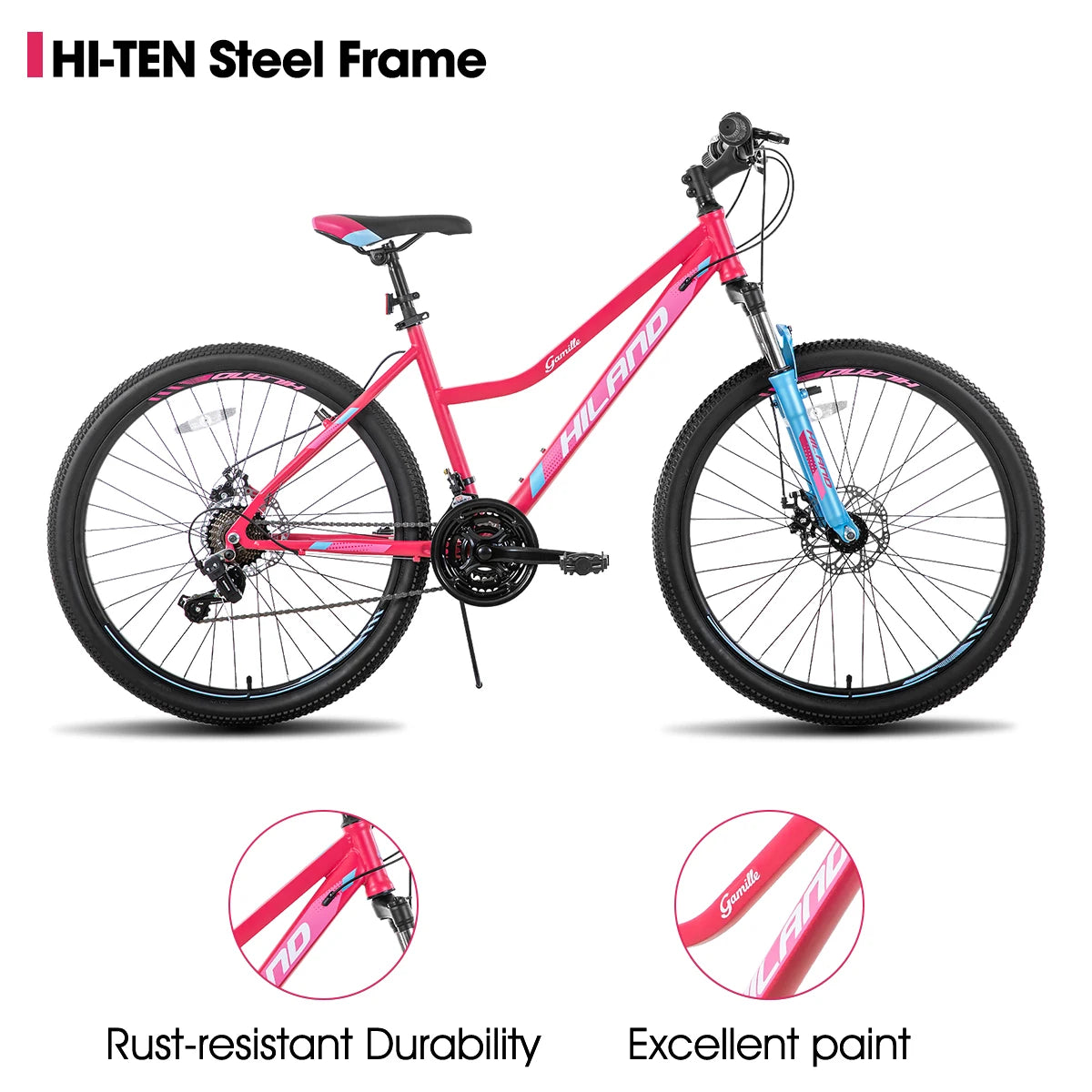 Hiland Women's Mountain Bicycle With Step-Through Aluminium Frame Shimano 21-Speed