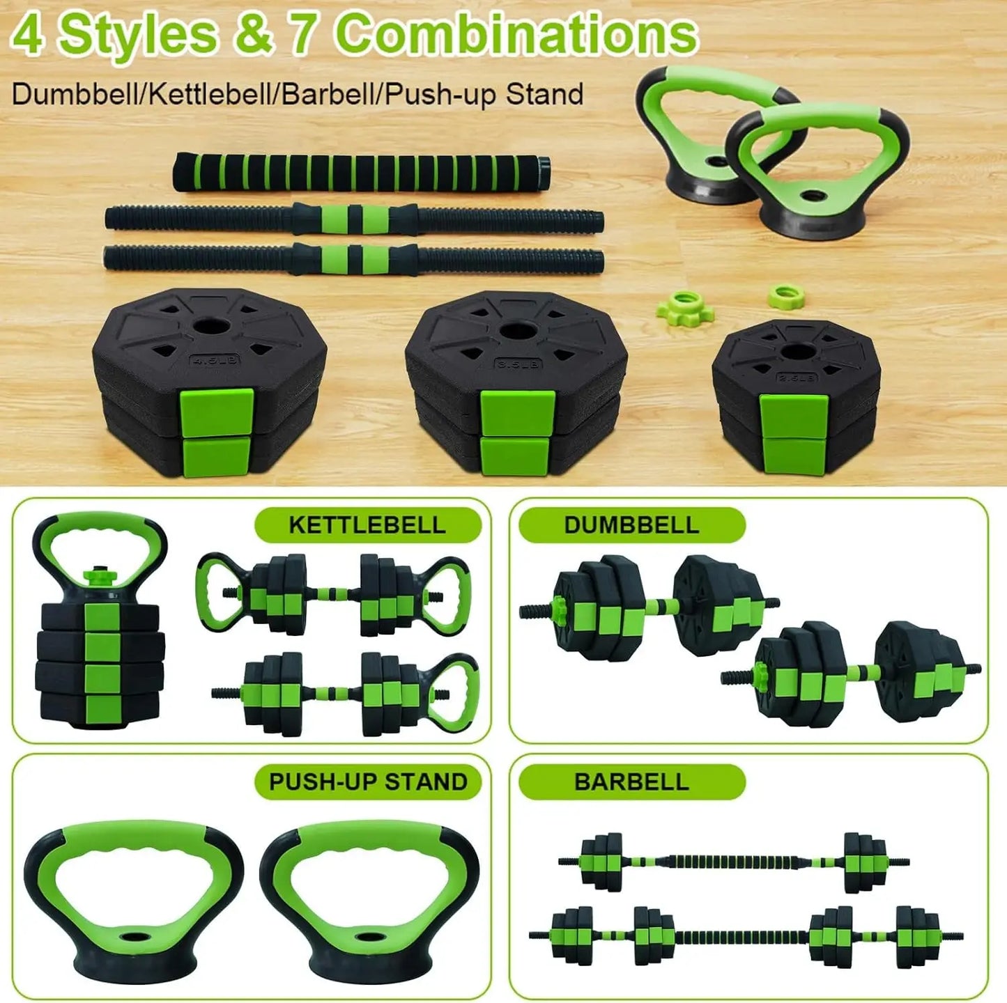 HiMISS 4 In 1 Adjustable Kettlebell And Dumbbell Set Gym