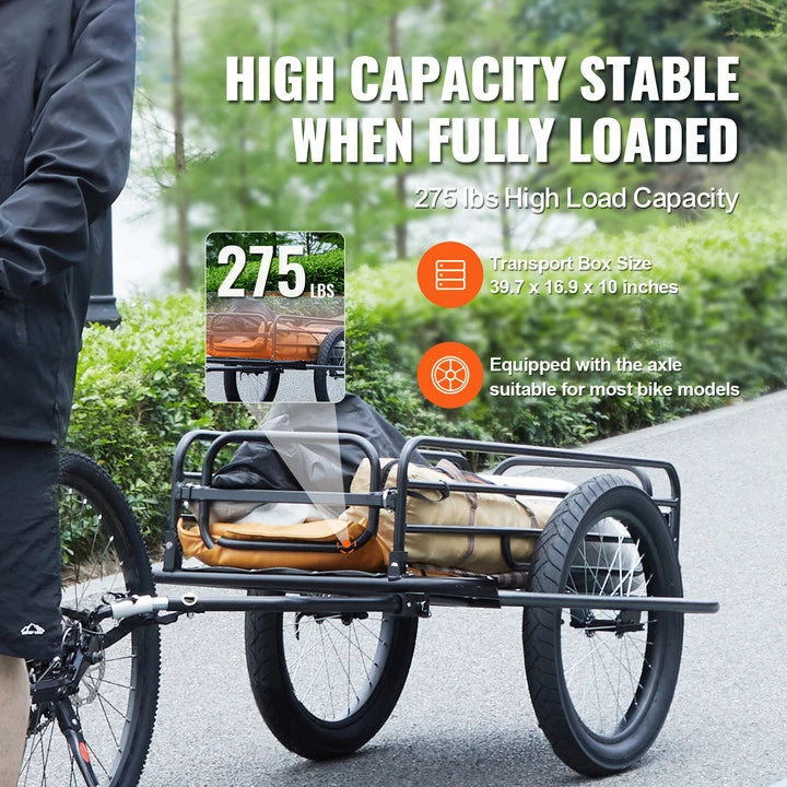 275 Lb Bike Trailer Foldable Universal Hitch 20 Inch Wheels