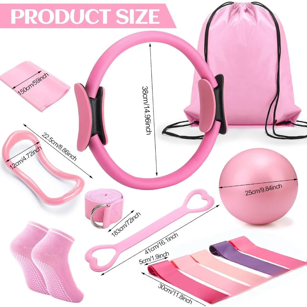 Womens Pilates Accessories Set With Rings Balls Straps