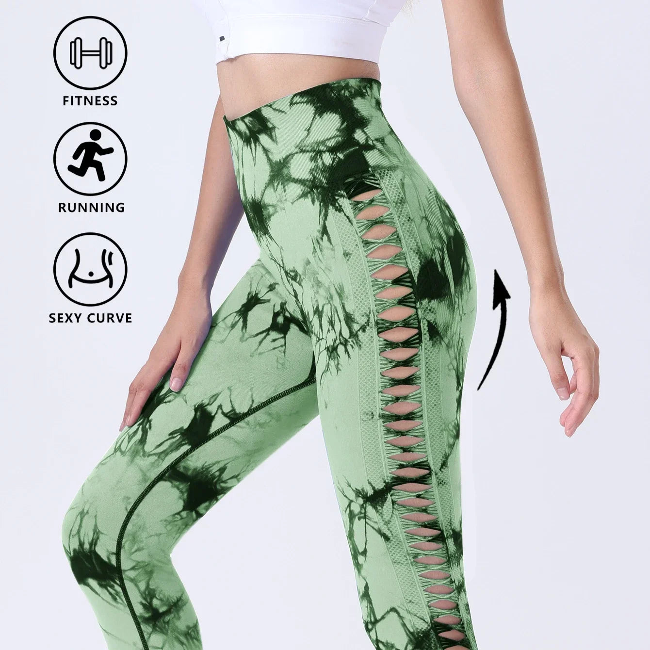 Seamless Yoga Pants Leggings Women Tie Dye Thunder Print