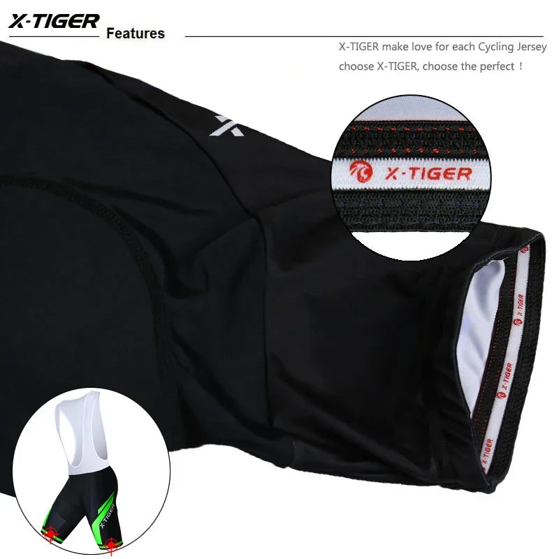 Xtiger Pro Cycling Bib Shorts With 5D Gel Pad Cushion Shockproof For MTB And Triathlon Performance