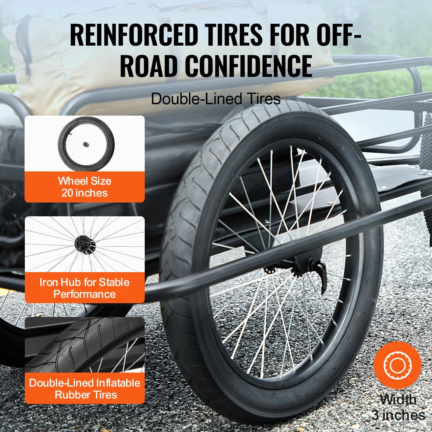 275 Lb Bike Trailer Foldable Universal Hitch 20 Inch Wheels