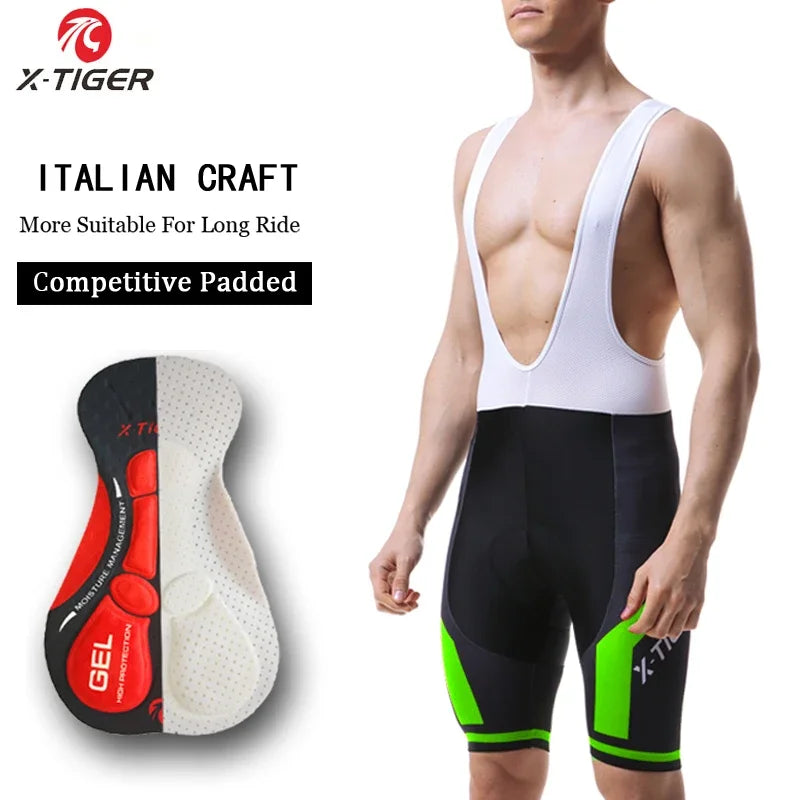 Xtiger Pro Cycling Bib Shorts With 5D Gel Pad Cushion Shockproof For MTB And Triathlon Performance