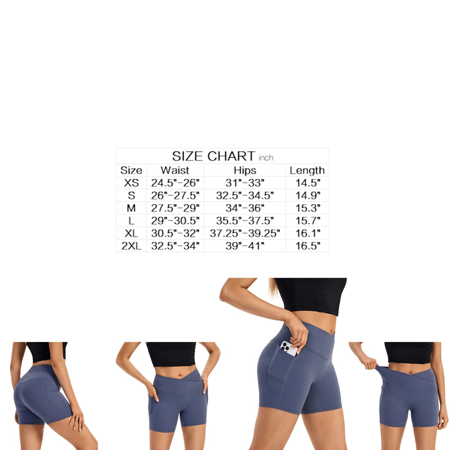 Womens High Waist Yoga Shorts With Pockets Sweat Wicking