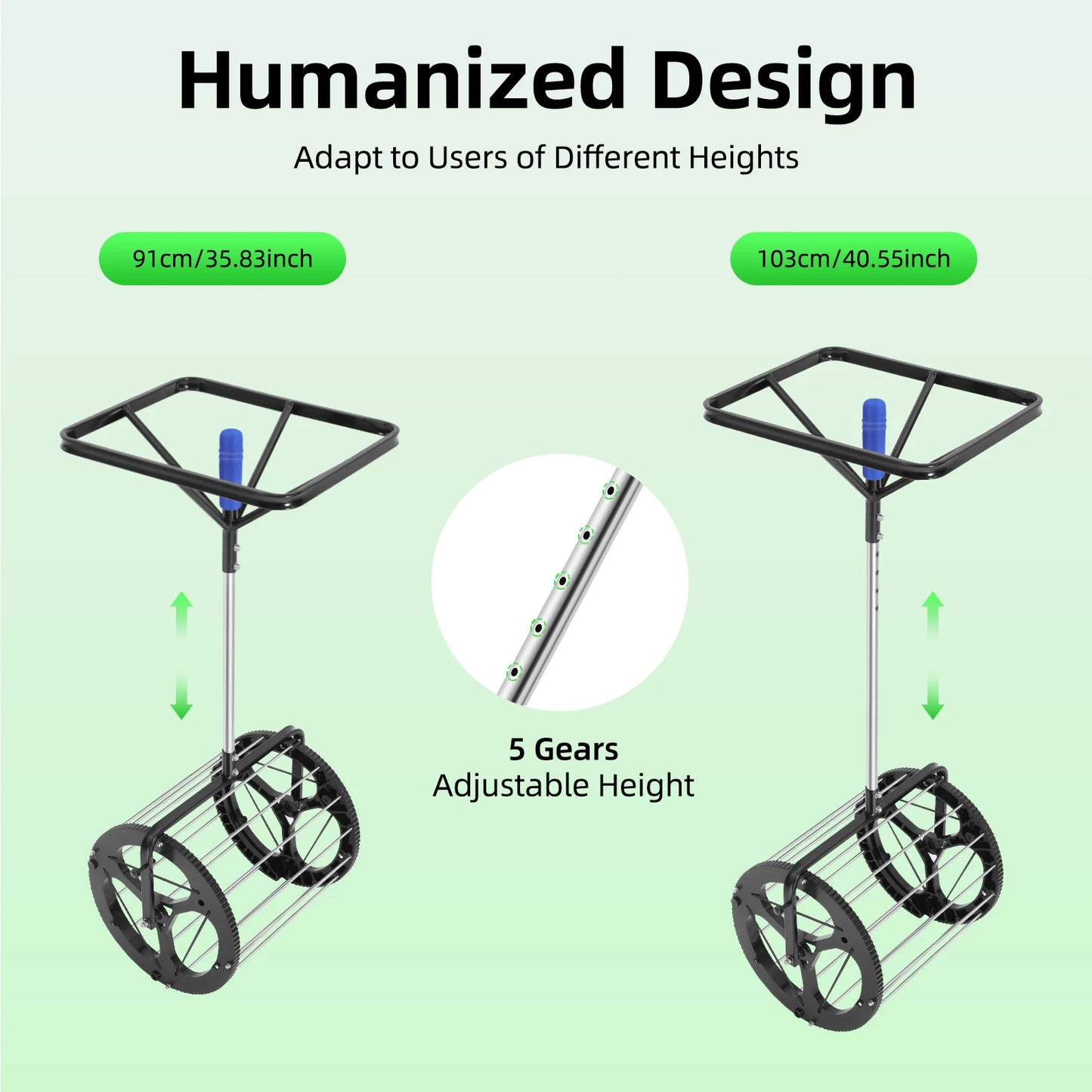 Tennis Ball Picker Basket 80 Ball Capacity Height Control