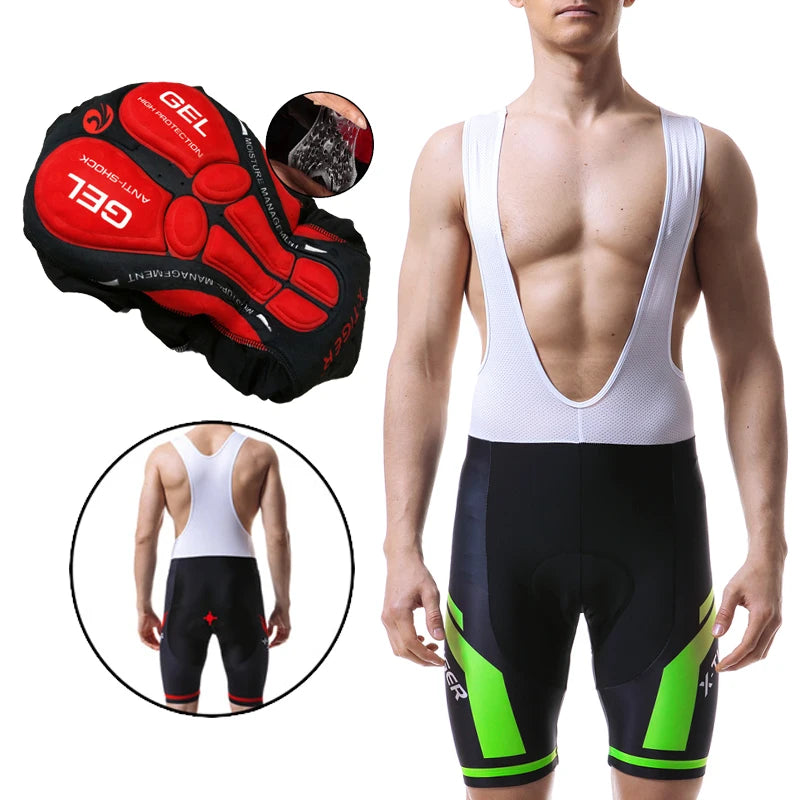 Xtiger Pro Cycling Bib Shorts With 5D Gel Pad Cushion Shockproof For MTB And Triathlon Performance