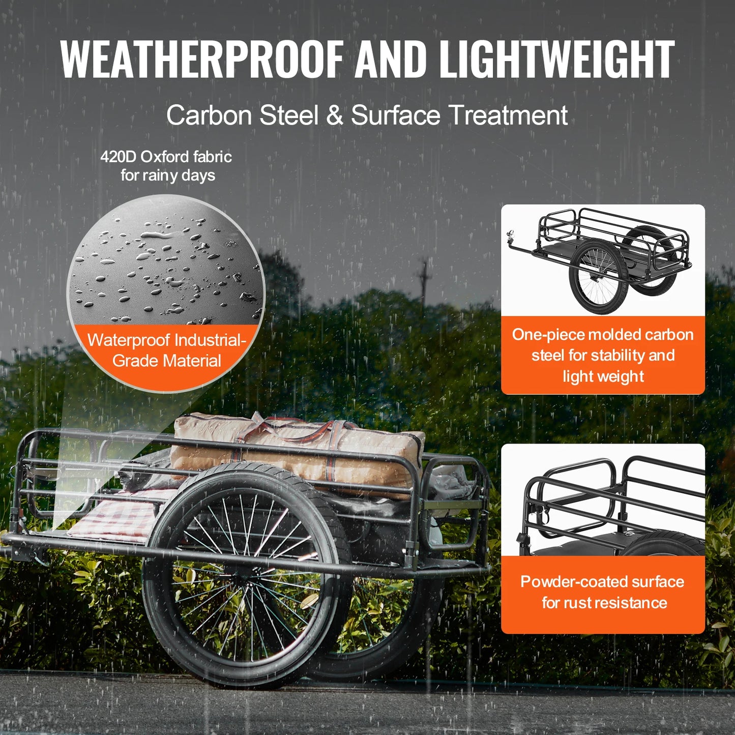 275 Lb Bike Trailer Foldable Universal Hitch 20 Inch Wheels