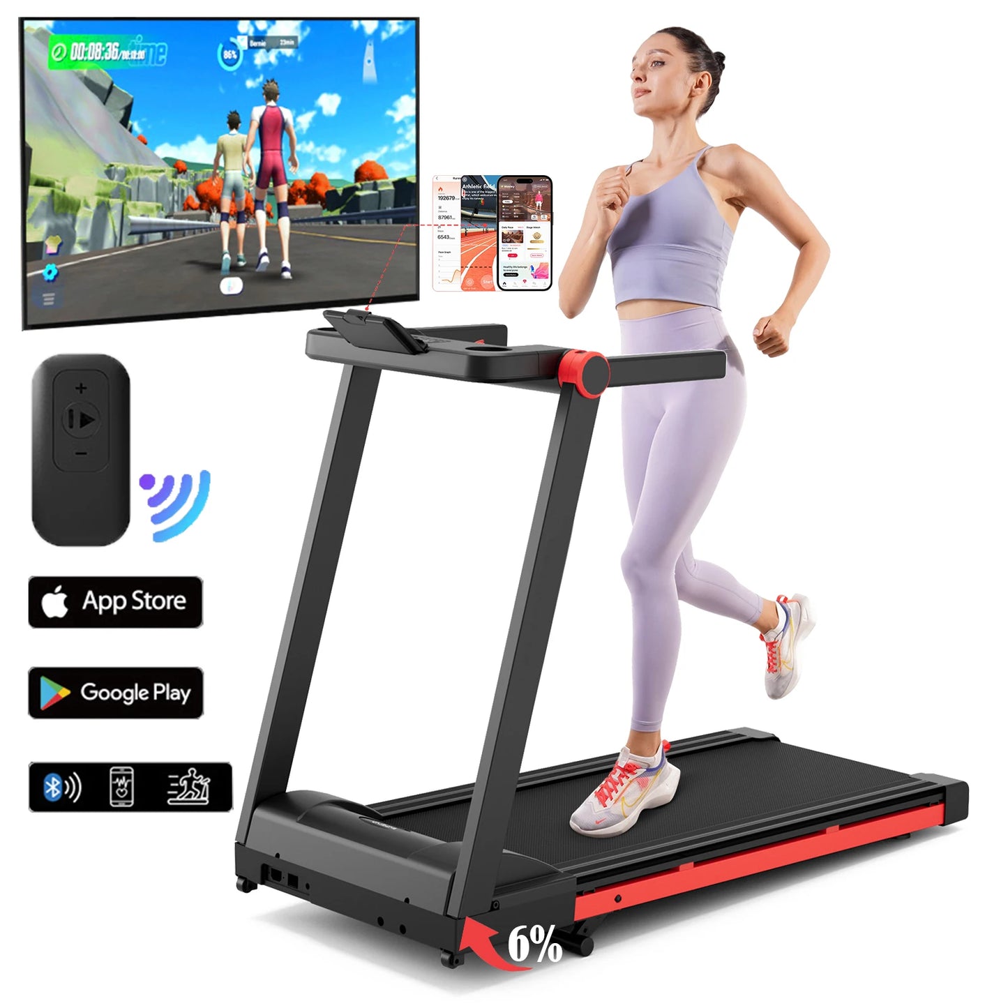 Foldable Incline Treadmill Walking Pad With Touch Screen