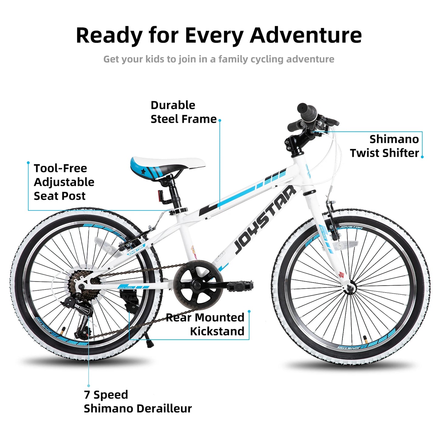 JOYSTAR Kids Mountain Bike 7 Speed Drivetrain