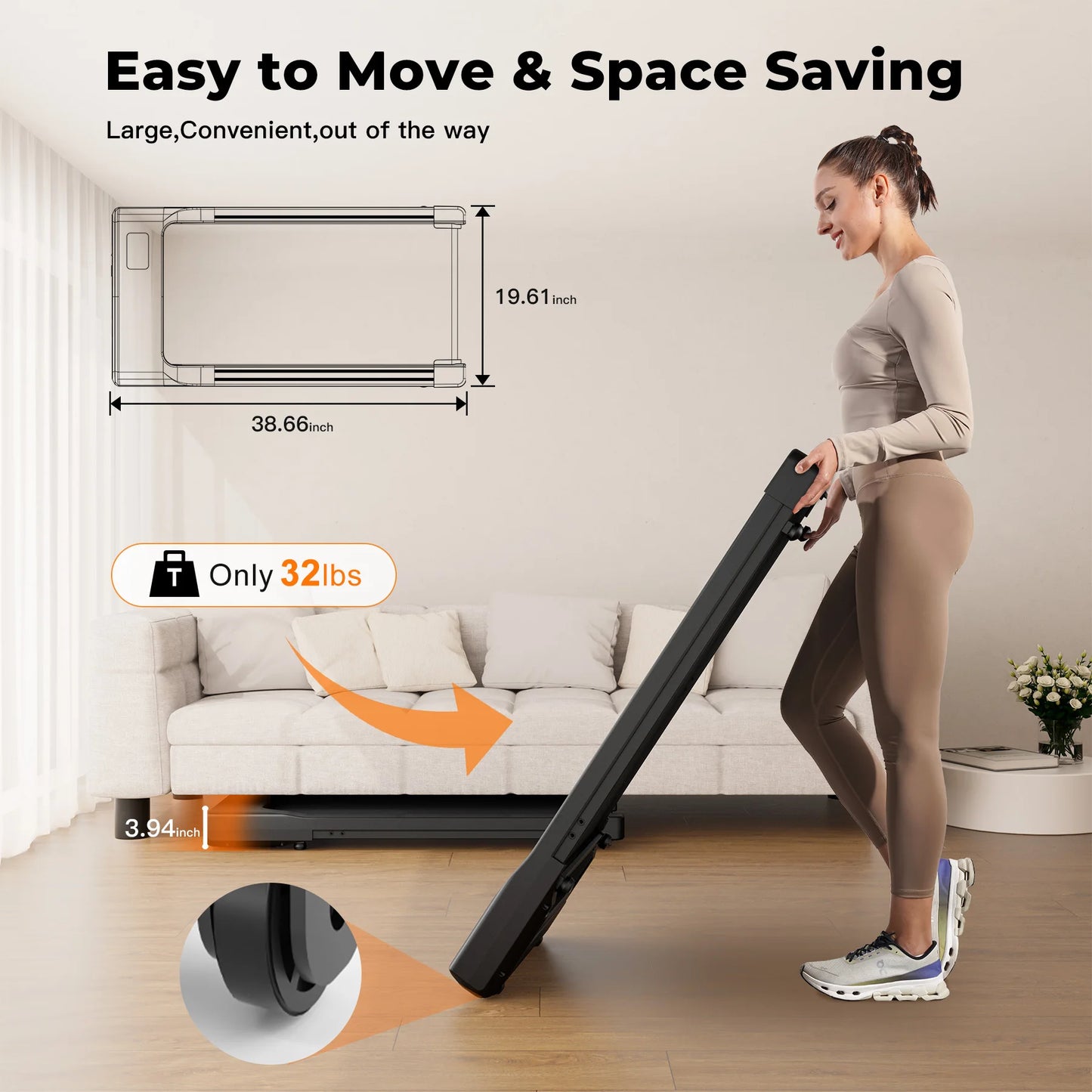 Walking Pad Under Desk Treadmill 2 In 1 With LED Display