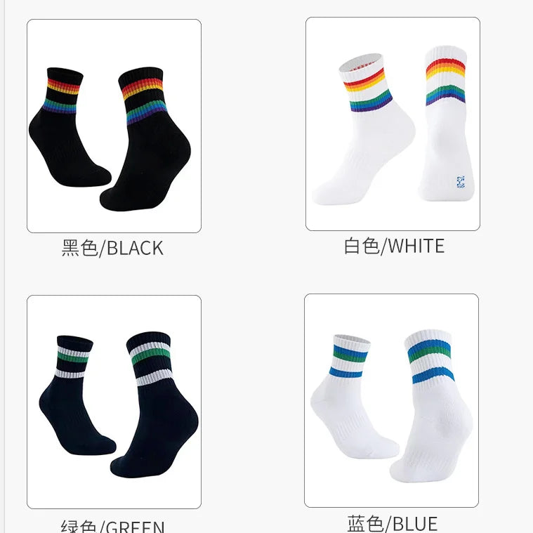 Colorful Compression Socks for Men and Women with Rainbow Stripes