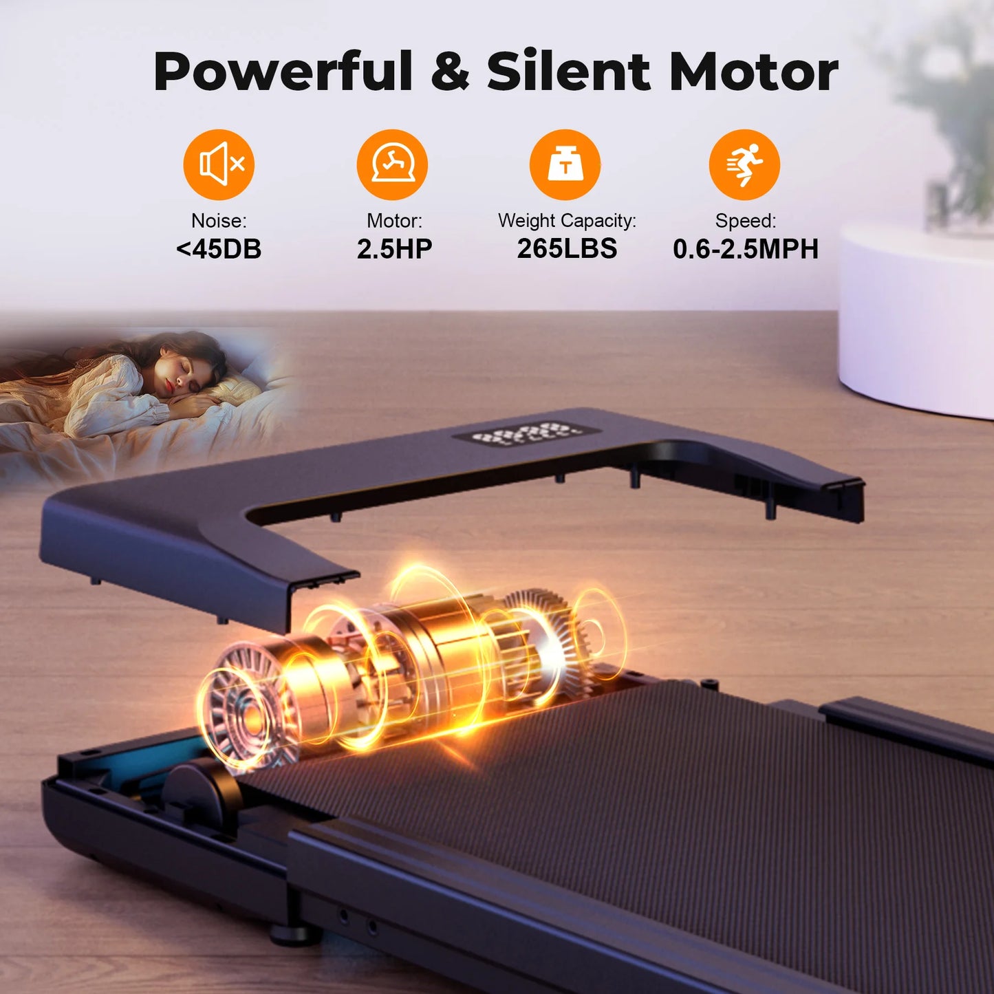 Walking Pad Under Desk Treadmill 2 In 1 With LED Display