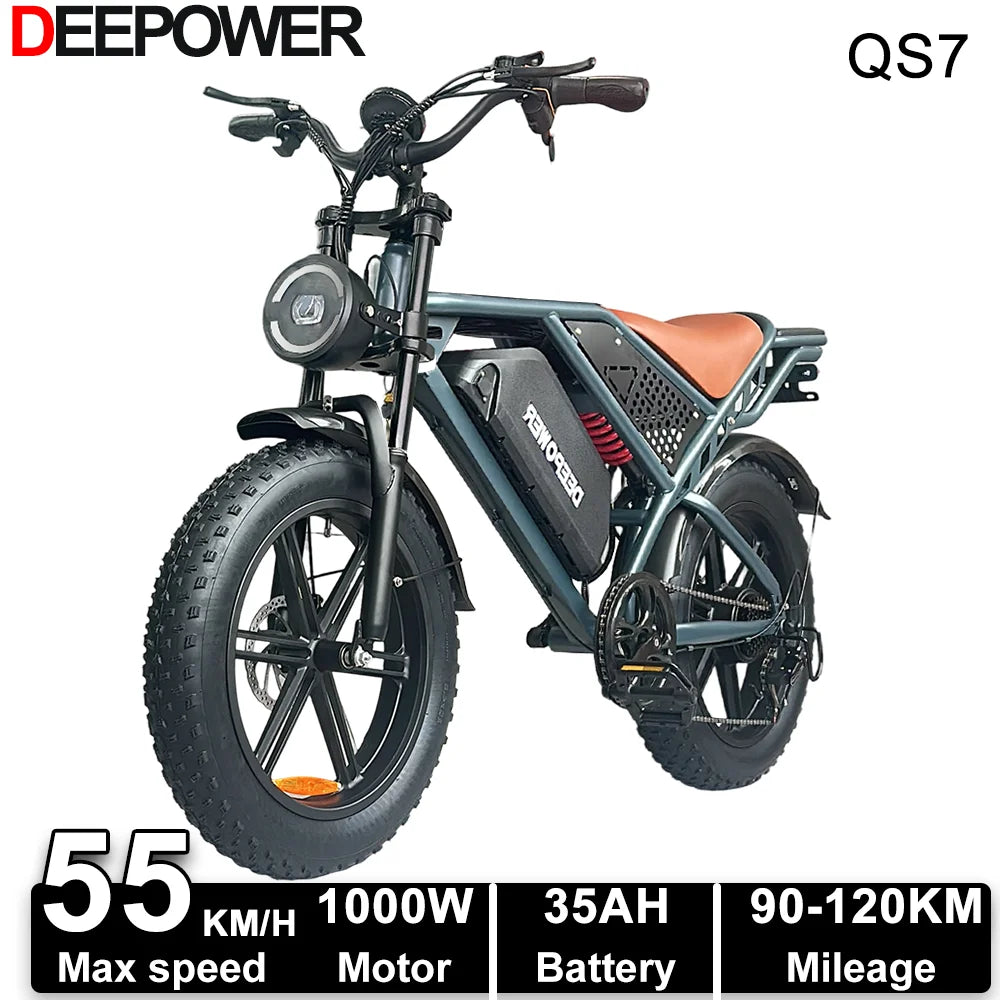 Deepower QS7 1000W Fat Tire Electric Bike Dual Batteries