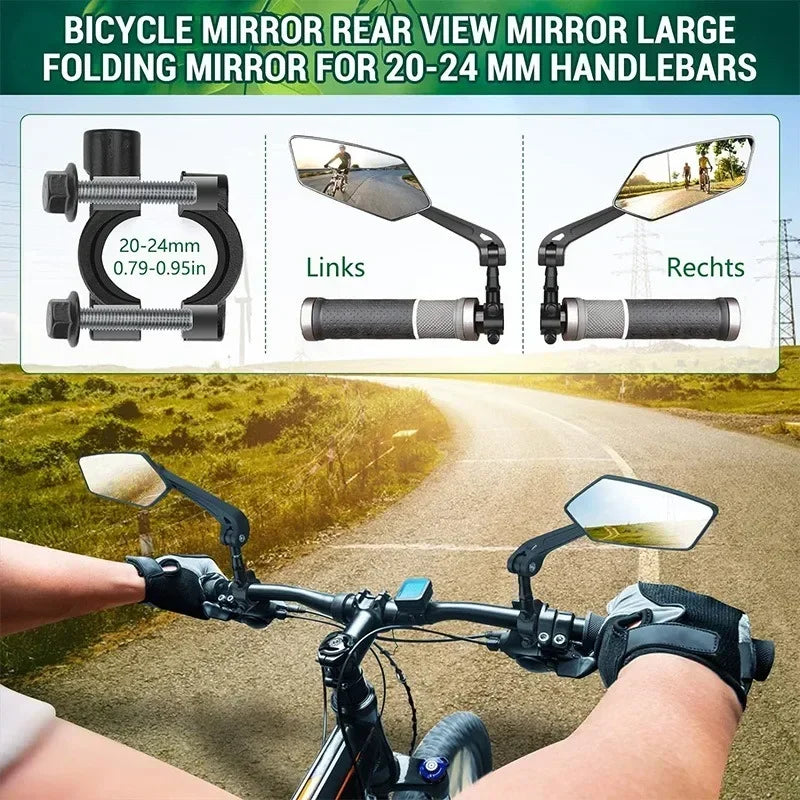 Bike Rear View Mirror Handlebar Reflector Adjustable Black