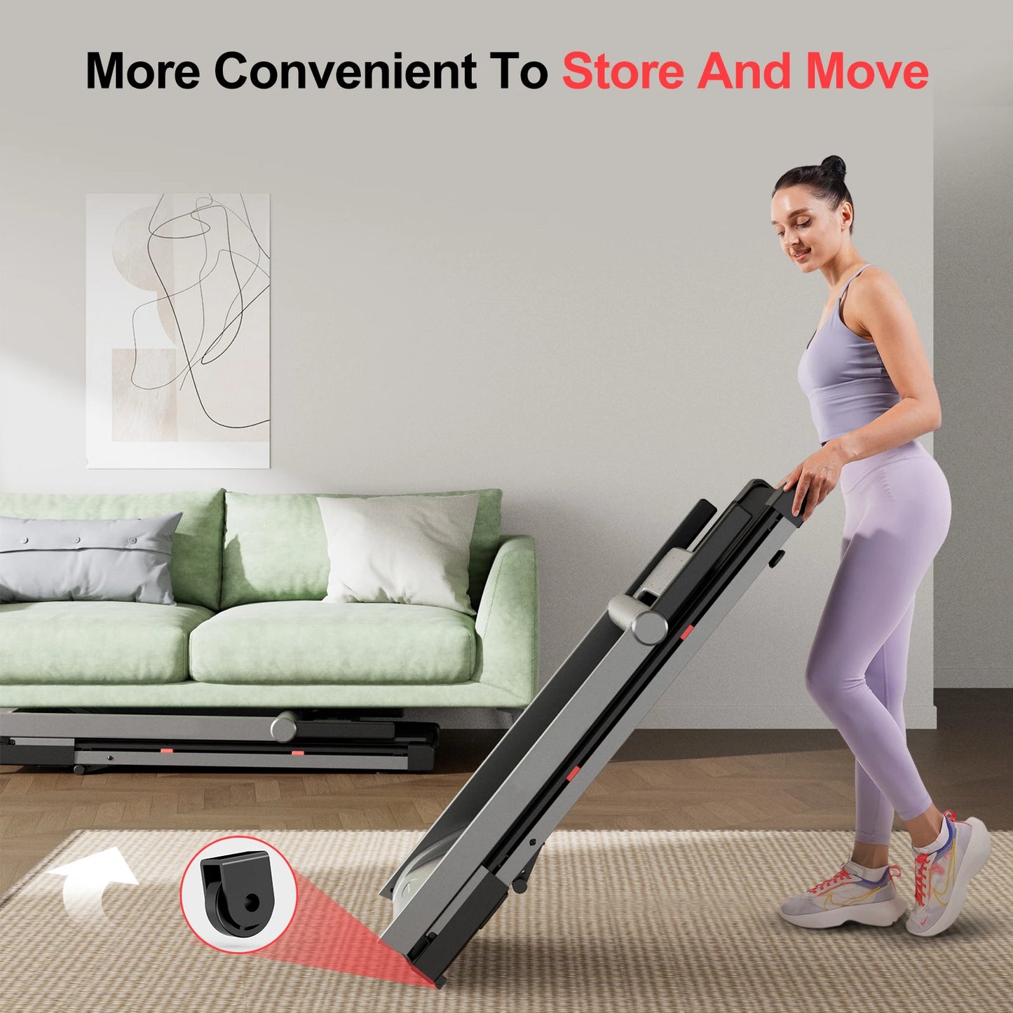 Foldable Incline Treadmill Walking Pad With Touch Screen