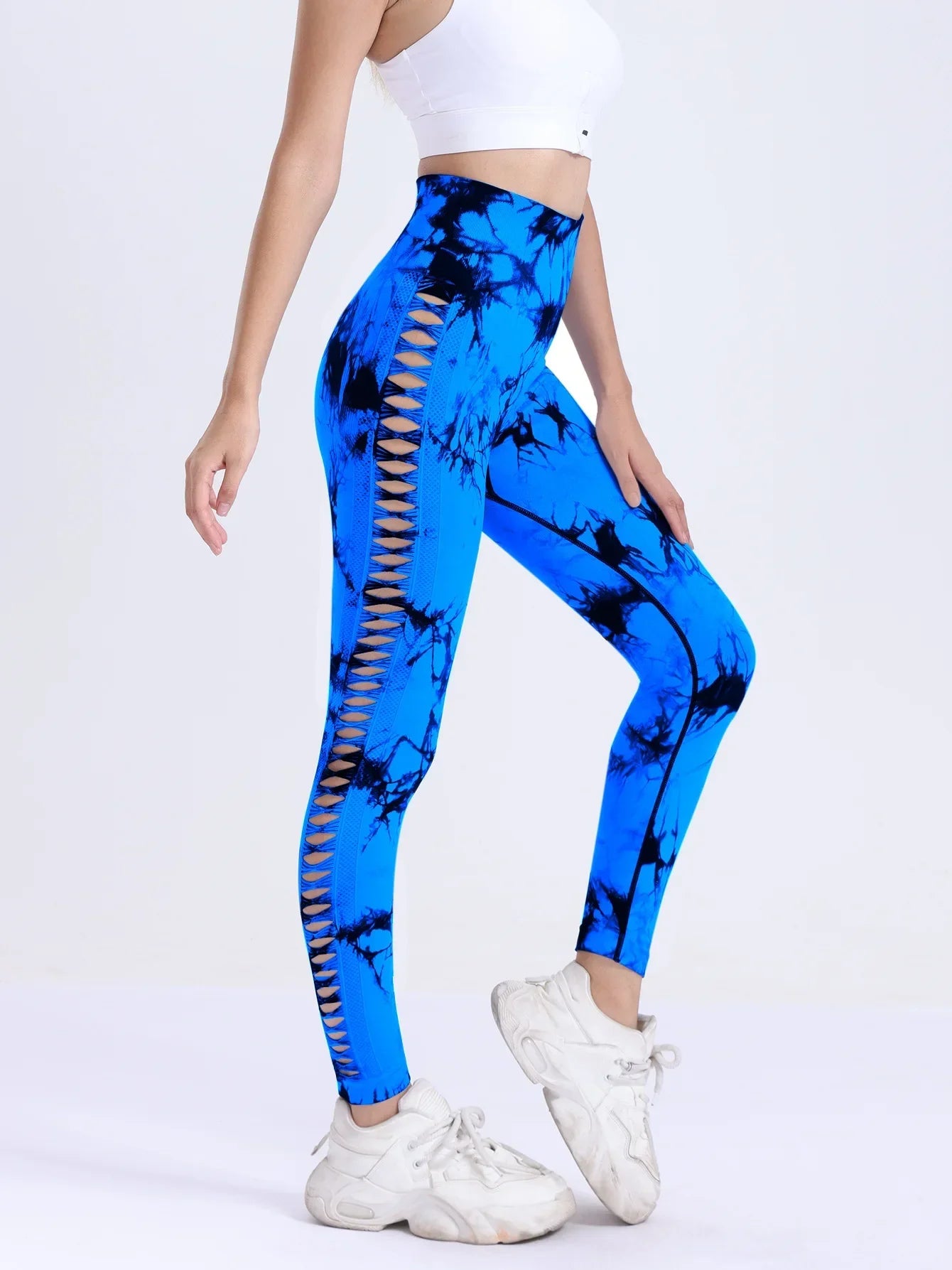 Seamless Yoga Pants Leggings Women Tie Dye Thunder Print