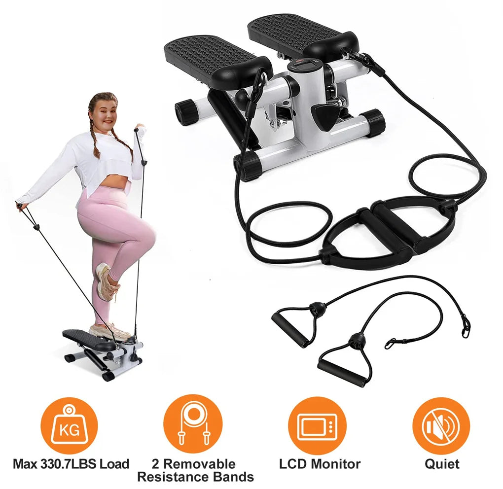 Mini Stair Stepper With Resistance Bands 330 Lbs Capacity