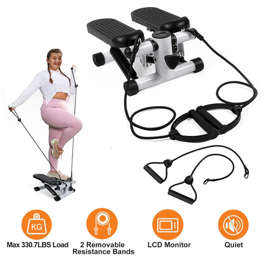 Mini Stair Stepper With Resistance Bands 330 Lbs Capacity