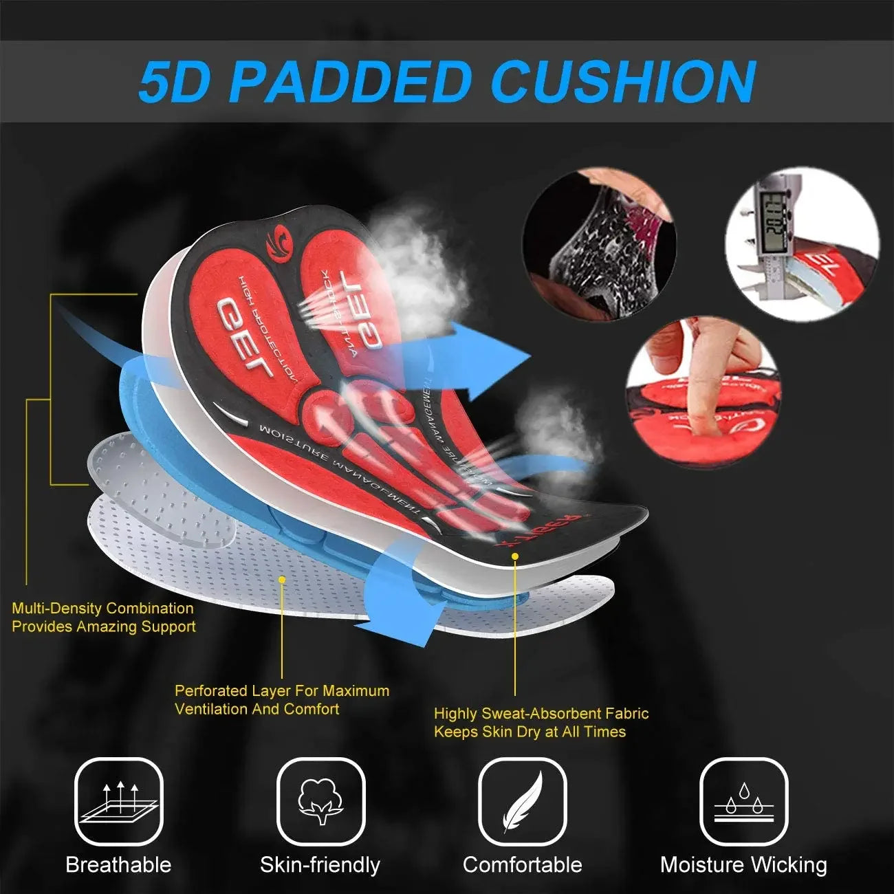 Xtiger Pro Cycling Bib Shorts With 5D Gel Pad Cushion Shockproof For MTB And Triathlon Performance