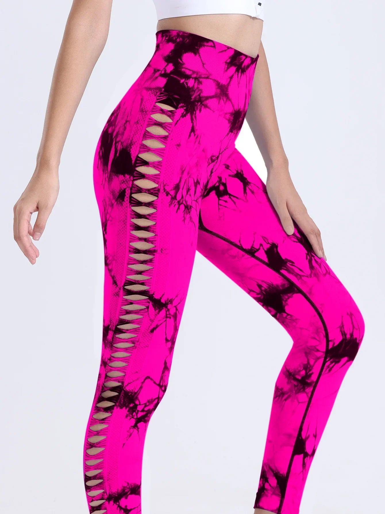 Seamless Yoga Pants Leggings Women Tie Dye Thunder Print