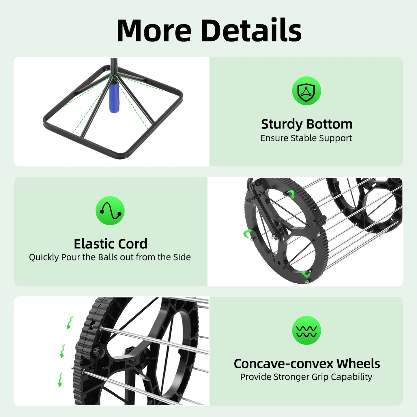 Tennis Ball Picker Basket 80 Ball Capacity Height Control