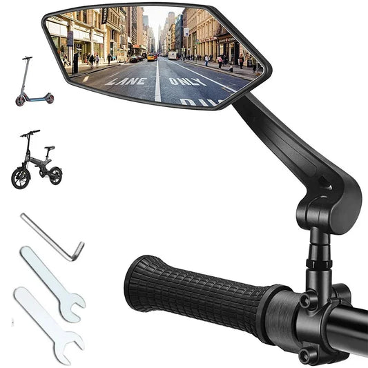 Bike Rear View Mirror Handlebar Reflector Adjustable Black