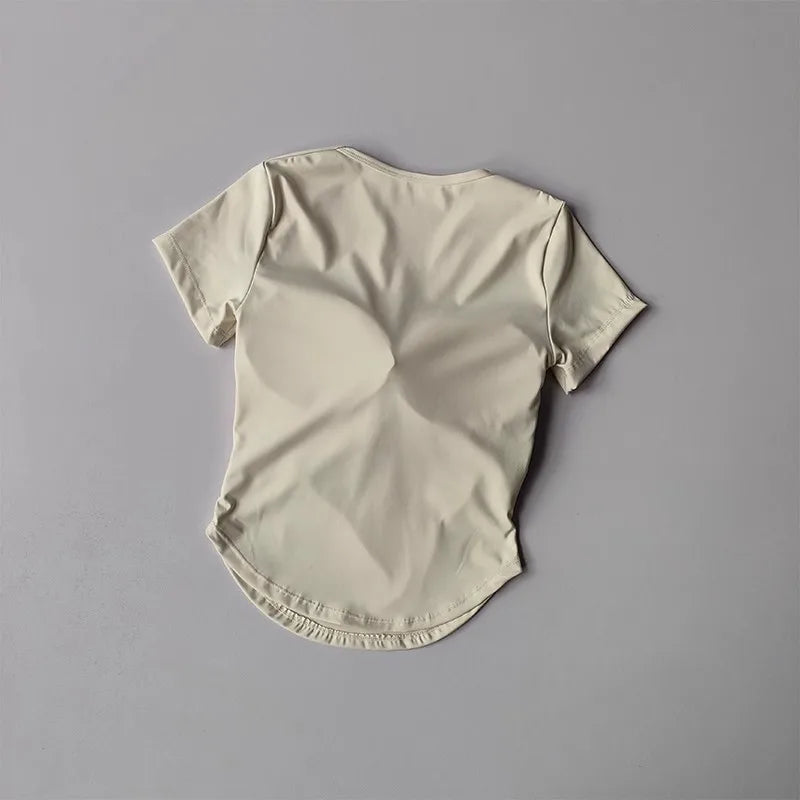 Sexy Sports Yoga Shirt Women Built In Bra Quick Dry Top