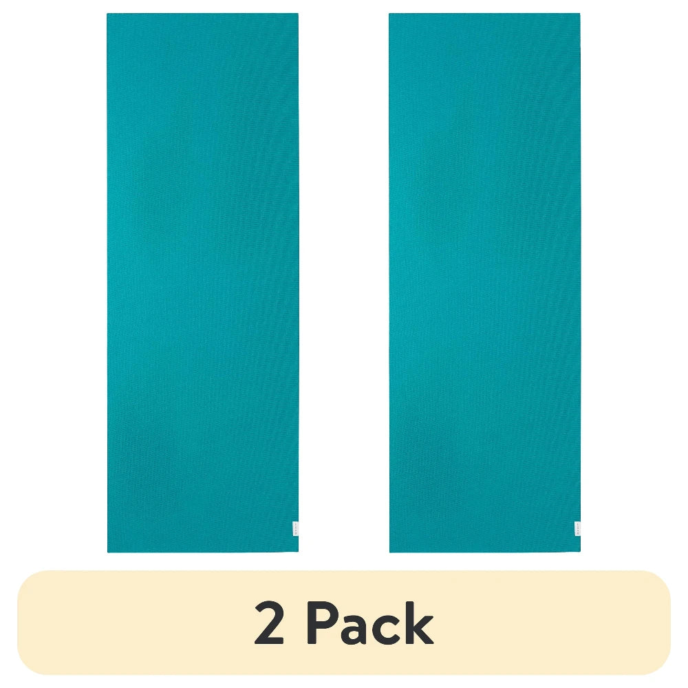 Two Pack Non Slip Yoga Pilates Mat Towel Teal Gray