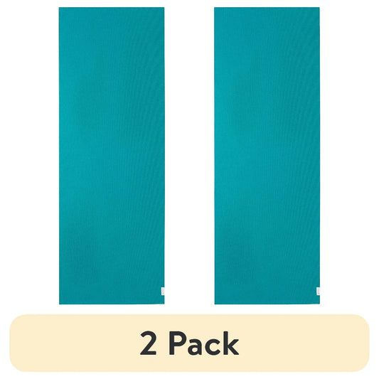 Two Pack Non Slip Yoga Pilates Mat Towel Teal Gray