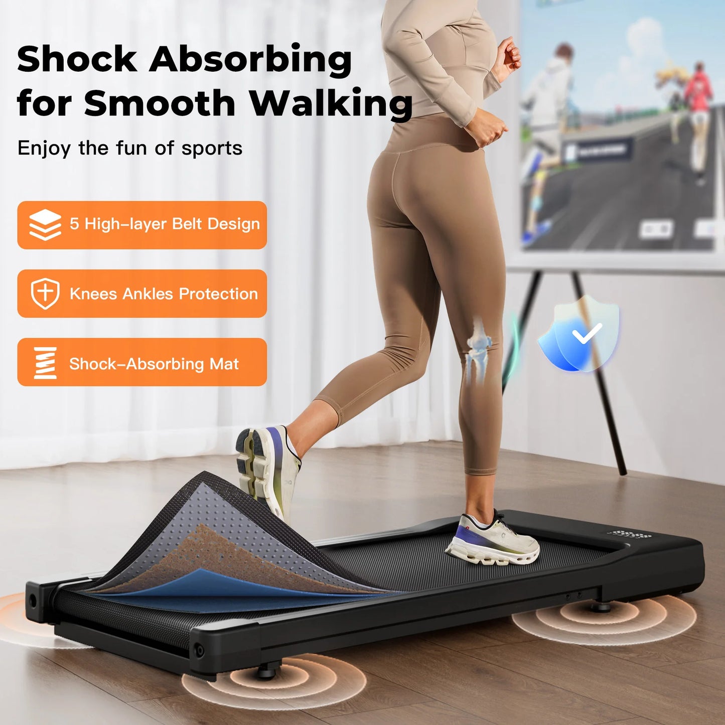 Walking Pad Under Desk Treadmill 2 In 1 With LED Display