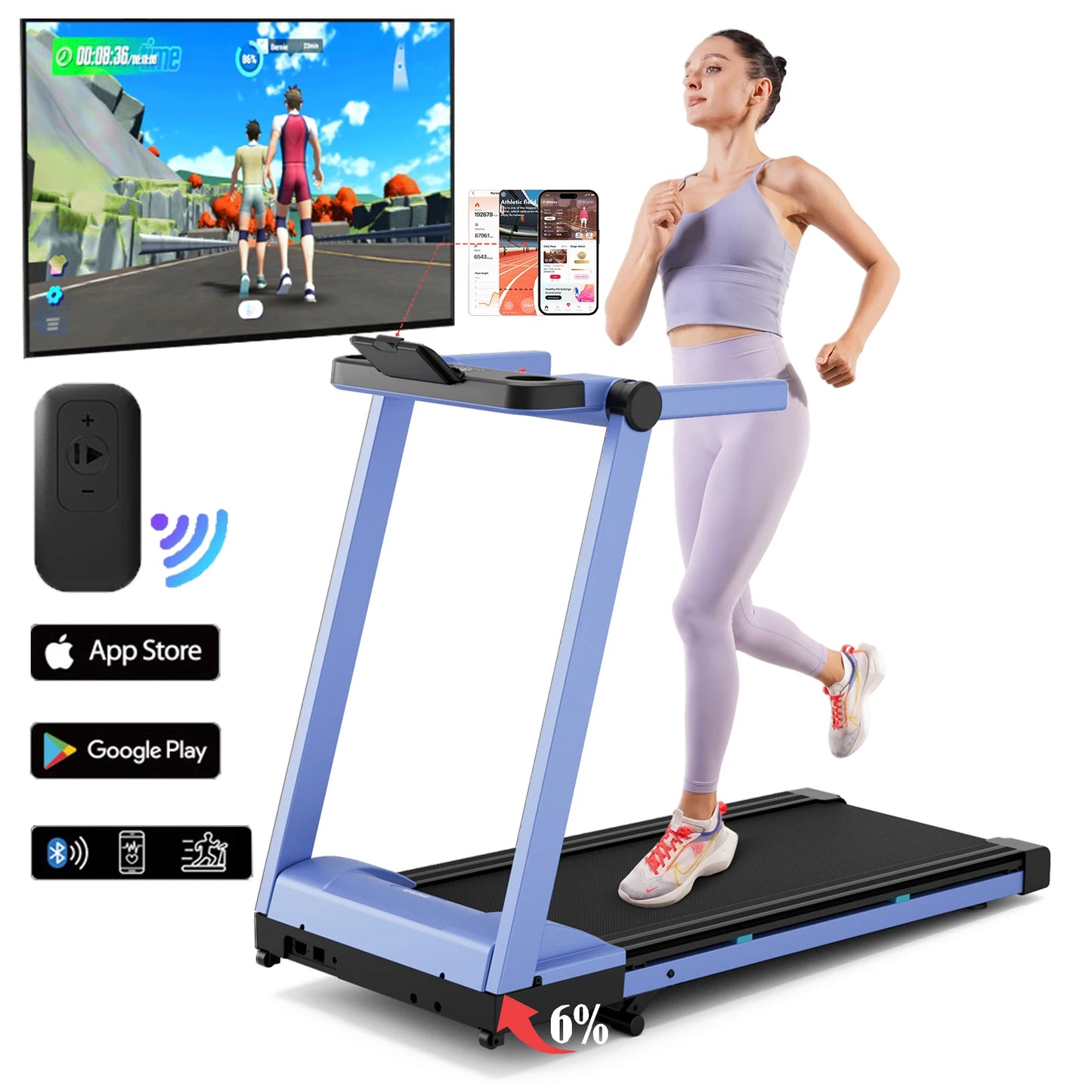 Foldable Incline Treadmill Walking Pad With Touch Screen