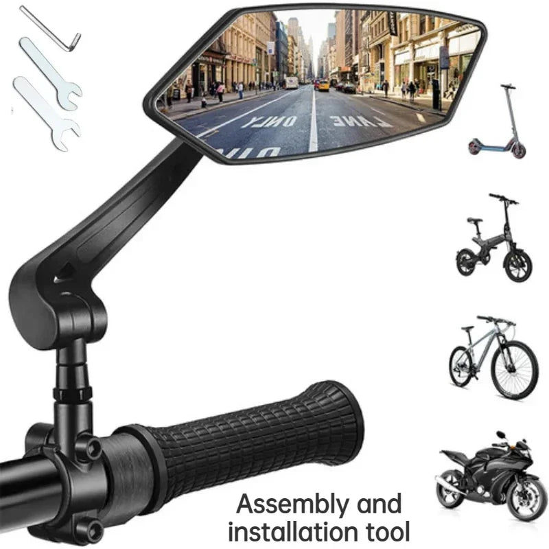 Bike Rear View Mirror Handlebar Reflector Adjustable Black