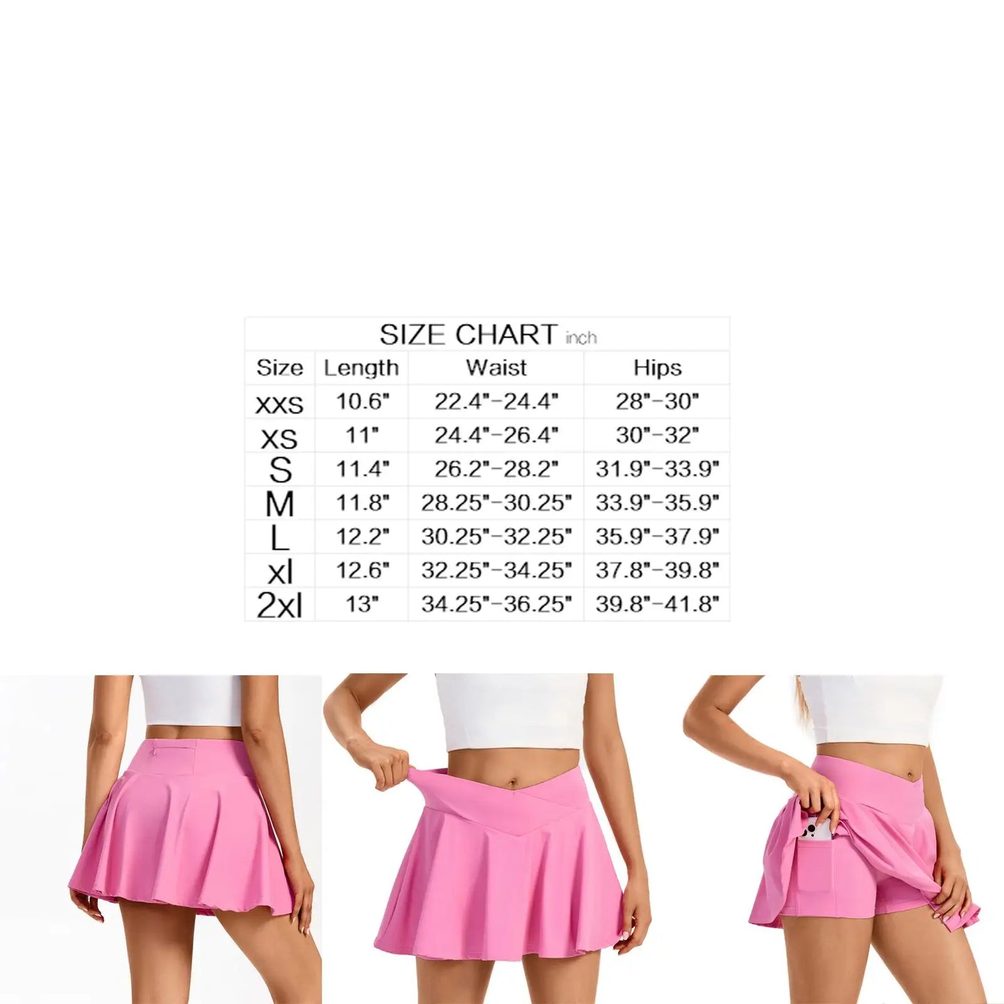 Two In One High Waisted Tennis Skirt Breathable Absorbent