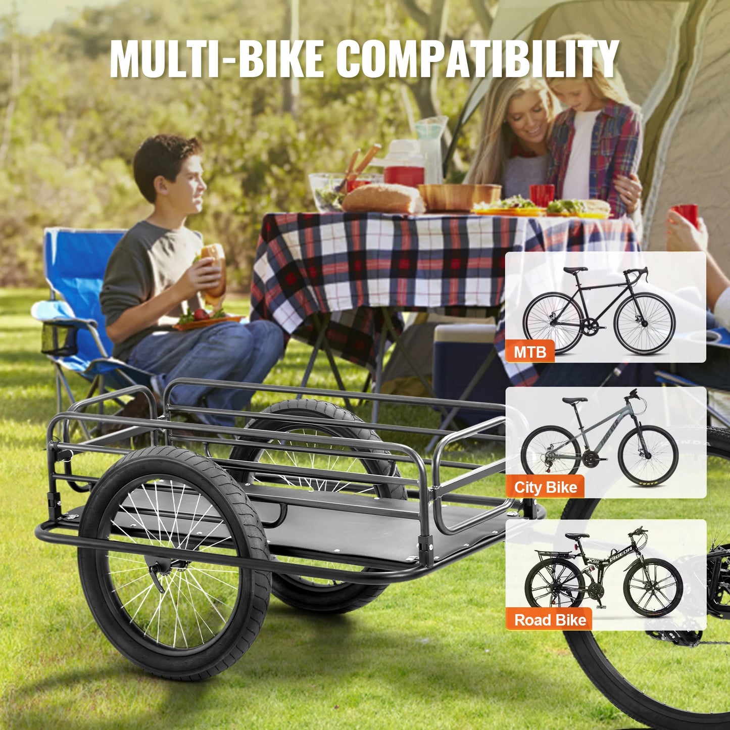 275 Lb Bike Trailer Foldable Universal Hitch 20 Inch Wheels
