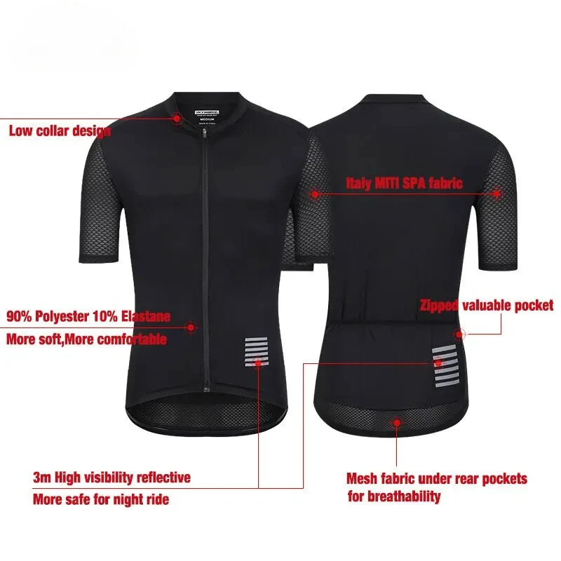 Reflective MTB Cycling Jersey Short Sleeve With Pockets