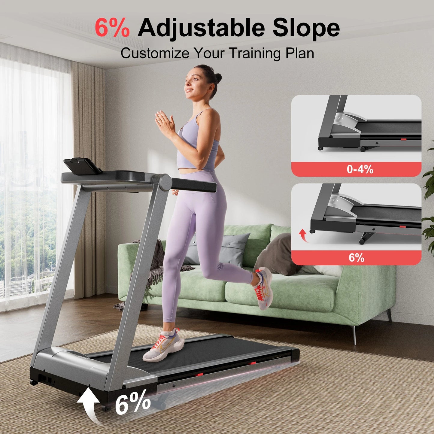Foldable Incline Treadmill Walking Pad With Touch Screen