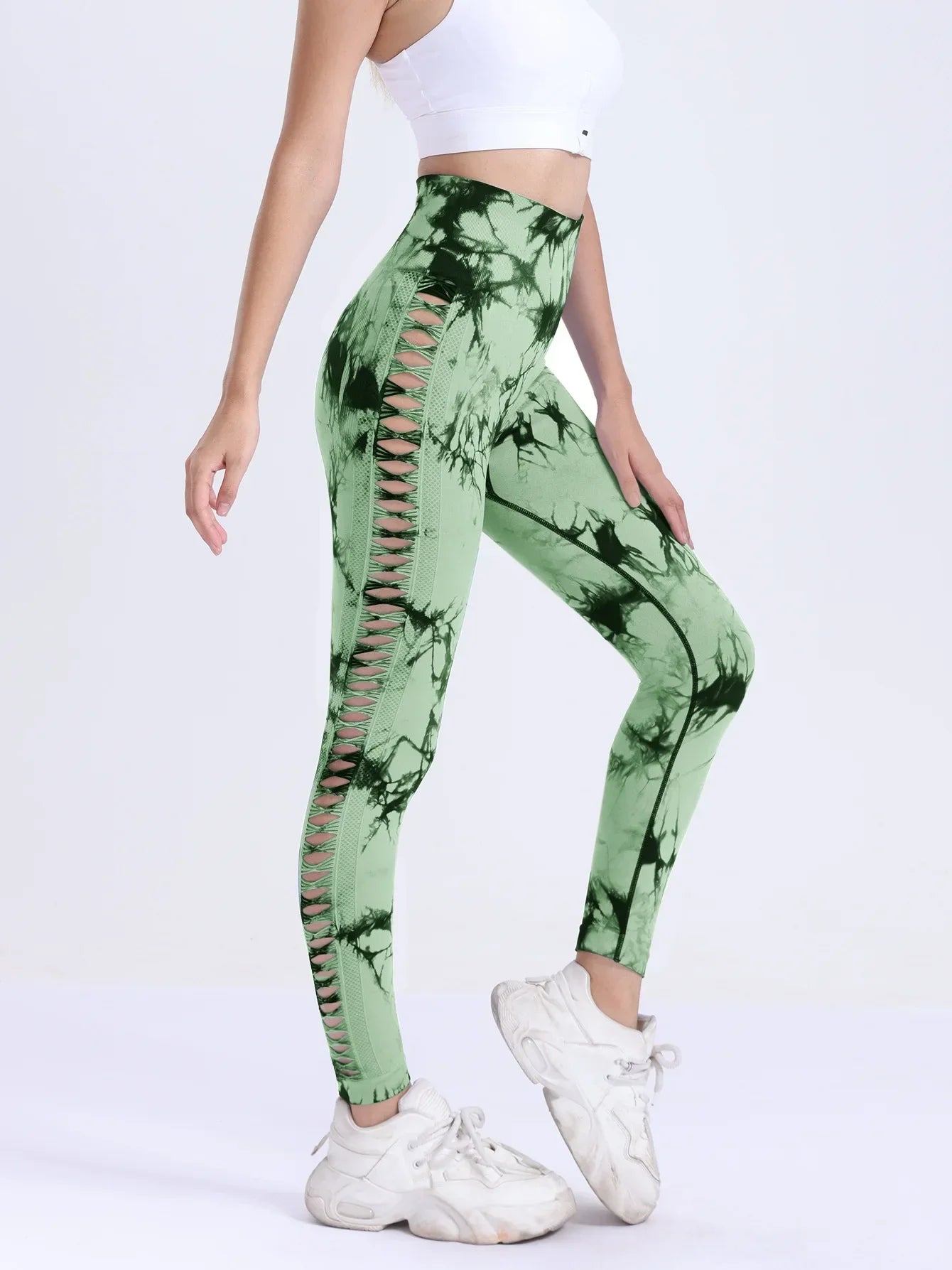 Seamless Yoga Pants Leggings Women Tie Dye Thunder Print