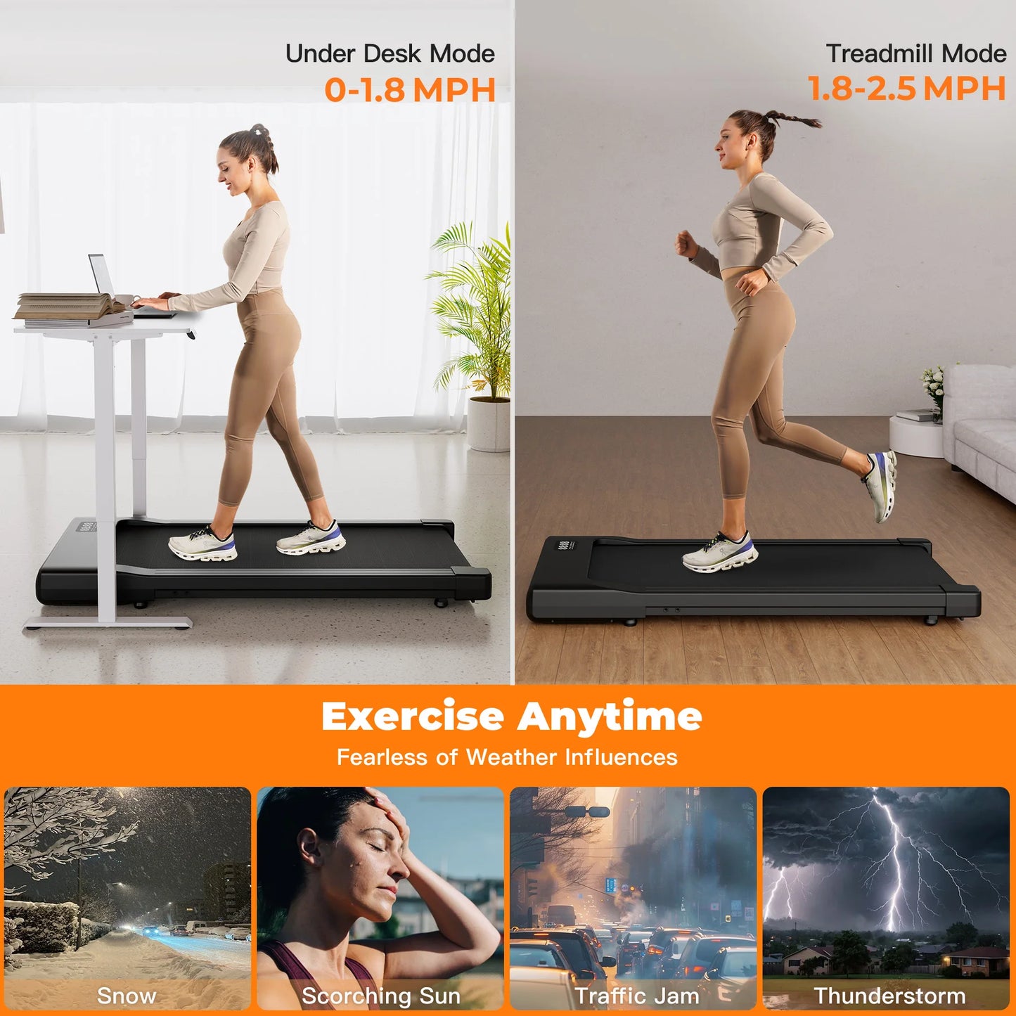 Walking Pad Under Desk Treadmill 2 In 1 With LED Display