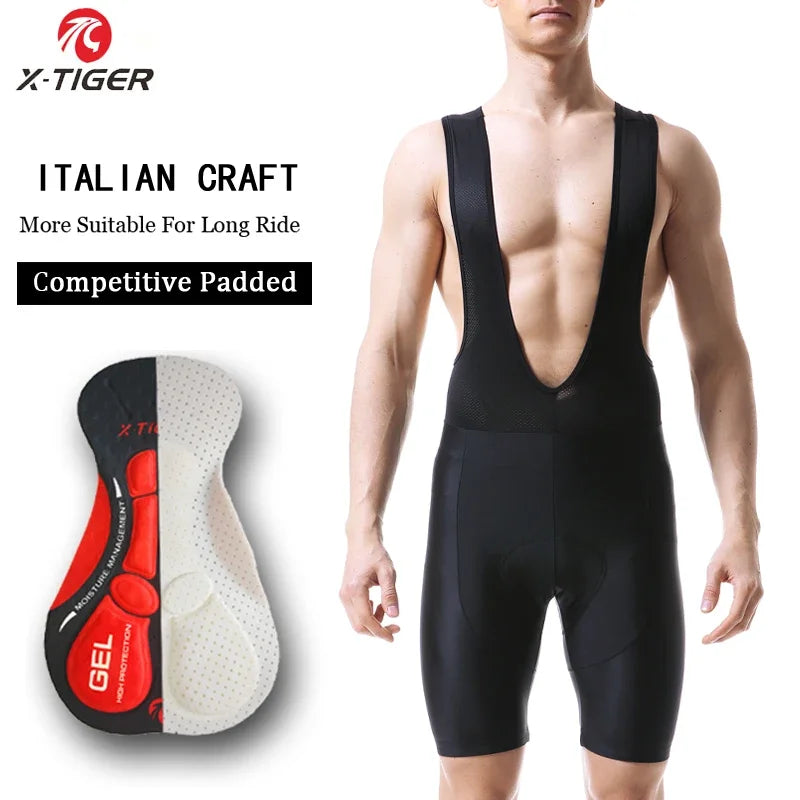 Xtiger Pro Cycling Bib Shorts With 5D Gel Pad Cushion Shockproof For MTB And Triathlon Performance
