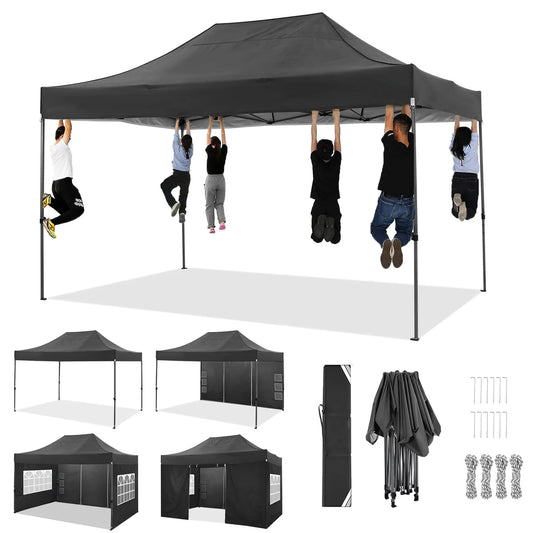10x15 Heavy Duty Pop Up Canopy Tent With 4 Sidewalls