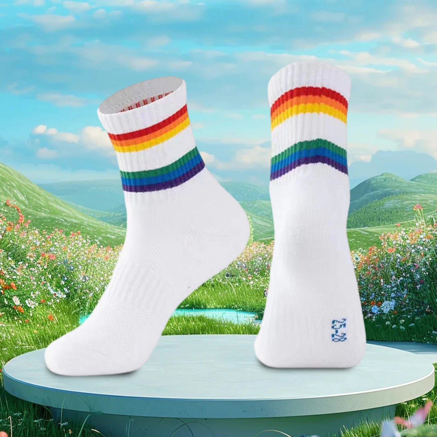 Colorful Compression Socks for Men and Women with Rainbow Stripes